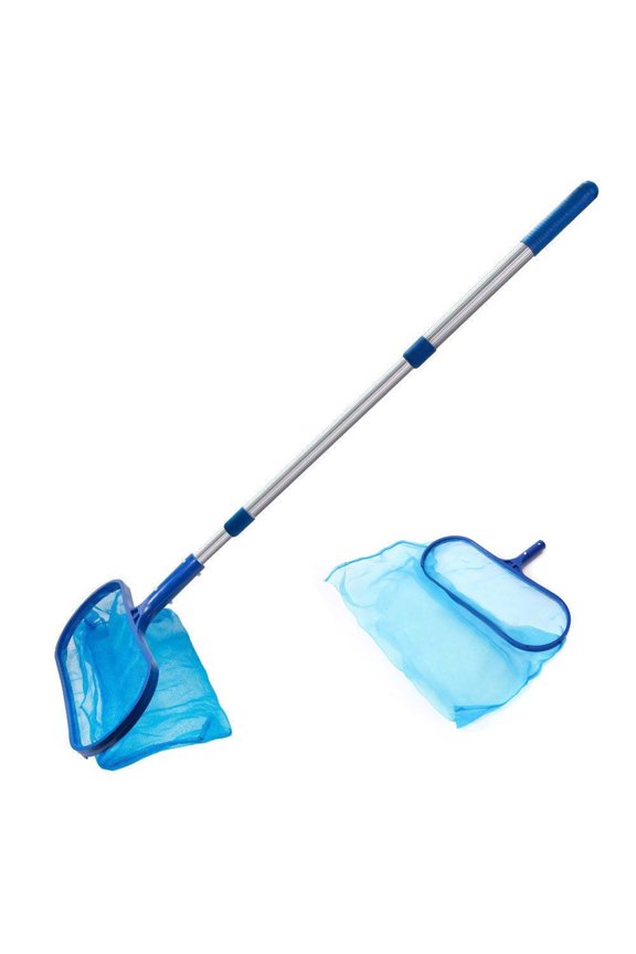Fine Mesh Deep Pool Skimming Net Blue Plastic 16.14X11.41 Inch Lightweight Debris Catching Net for Swimming Pools Hot Tubs and Spa Baths