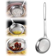 Fine Mesh Stainless Steel Colander Spoon, 2026 New Fine Mesh Strainer with Handle, Multi-Functional Kitchen Gadget Hot Pot Fat Strainer for Cooking Frying Soups Skimming Grease and Foam Large
