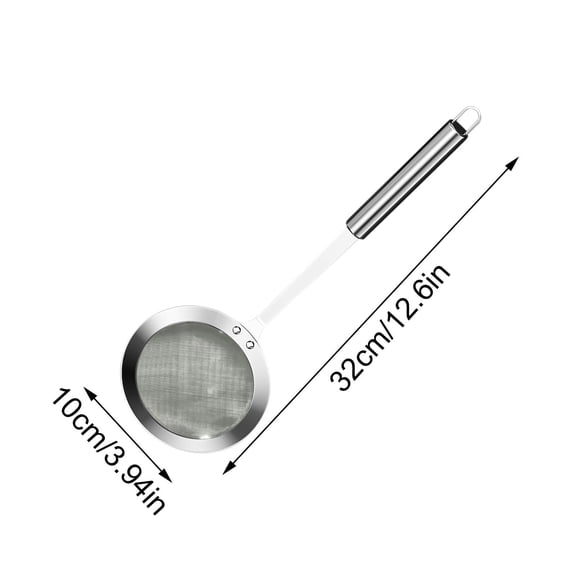 Fine Mesh Stainless Steel Colander Spoon Oil Filter Strainer Skimmer Ladle Kitchen Tool Grease Separator Soup Foam Strainer Food Sieve for Cooking Frying Baking Liquid Solid Separation Tool