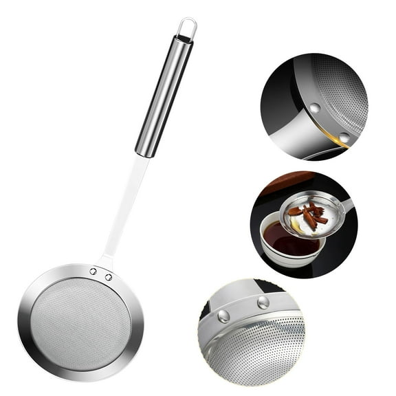 Fine Mesh Stainless Steel Strainer,Extra Fine Sieve,Grease Skimmer,Oil Filter,Handle Design for Kitchen,Skimming Foam,Food Strainer Spoon|Stainless Steel,A,NCHKUN