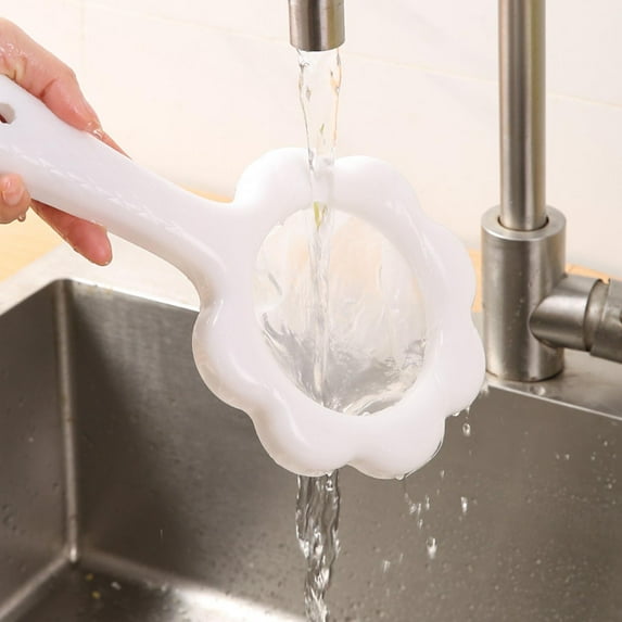 Fine Mesh Strainer Filter Spoon 120 Mesh | Kitchen Polyester Sieve for Coffee Tea Wine | Large 26x15cm Reusable Household Strainer | White Green Filter Net Funnel | Durable Plastic Handle