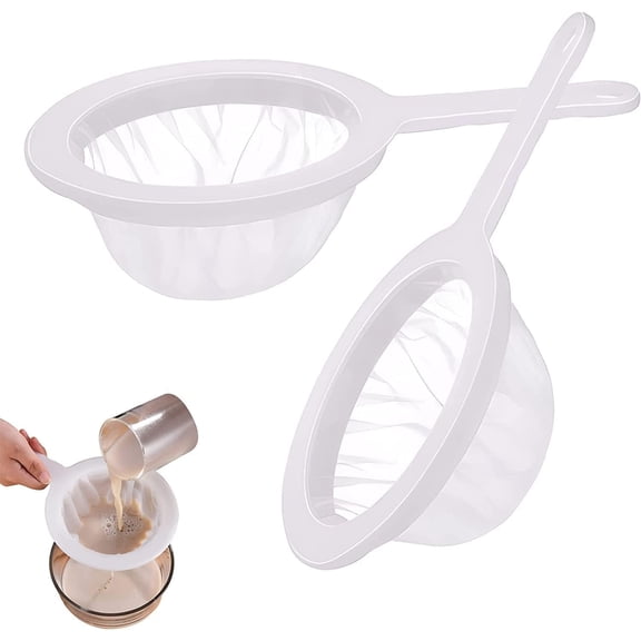 Fine Mesh Strainer,Happon 2 Pcs Nylon Mesh Strainer with Handle, Small Strainer Fine Mesh,200 Mesh for Filtering Juice, Honey, Coffee, Milk, Wine