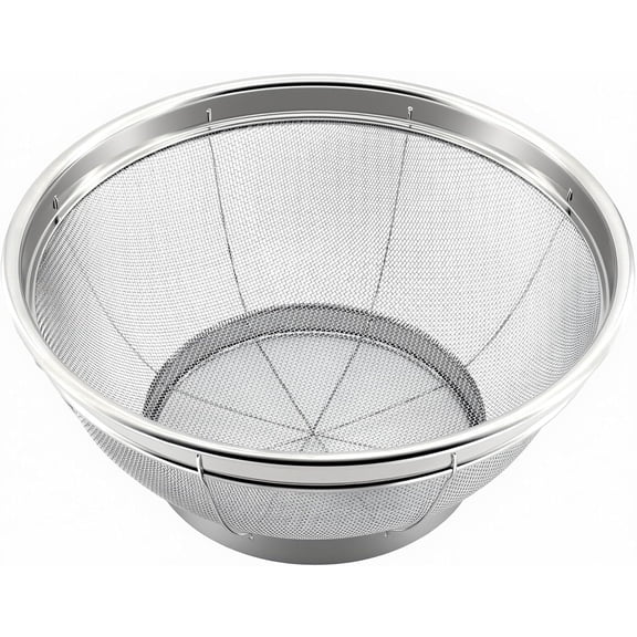 Fine Mesh Strainer for Kitchen, 6 Quart Stainless Steel Colander Bowl | Idea for Pasta, Rice, Fruit, Metal Net Baskets with Resting Base - , Drain, Rinse