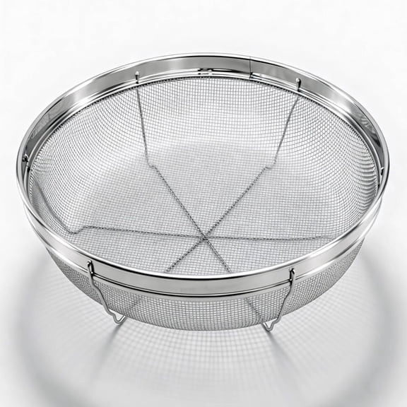 Fine Mesh Strainer for Kitchen, Stainless Steel Colander Bowl for Pasta, Rice, Fruit, Metal Net Baskets with Resting Base - Strain, Drain, Rinse (Diameter 9.84 inch)
