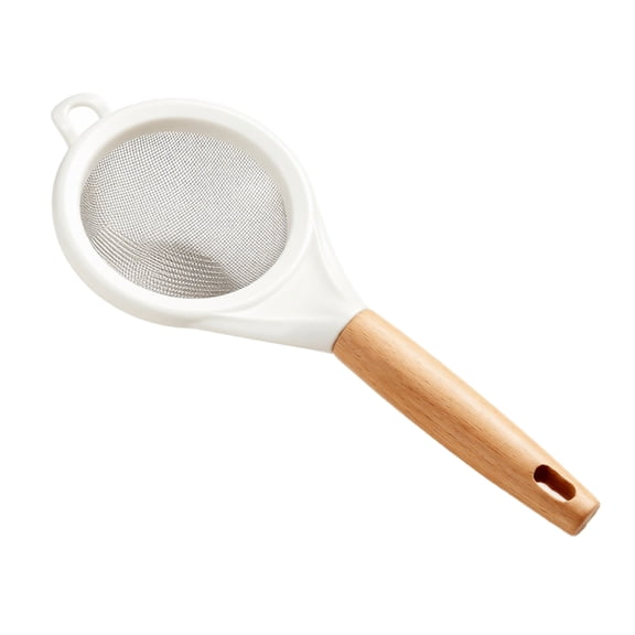 Fine Mesh Strainer with Beech Wood Handle Stainless Steel Sieve for Flour Powder Sugar Sifting and Filtering Baking Tool