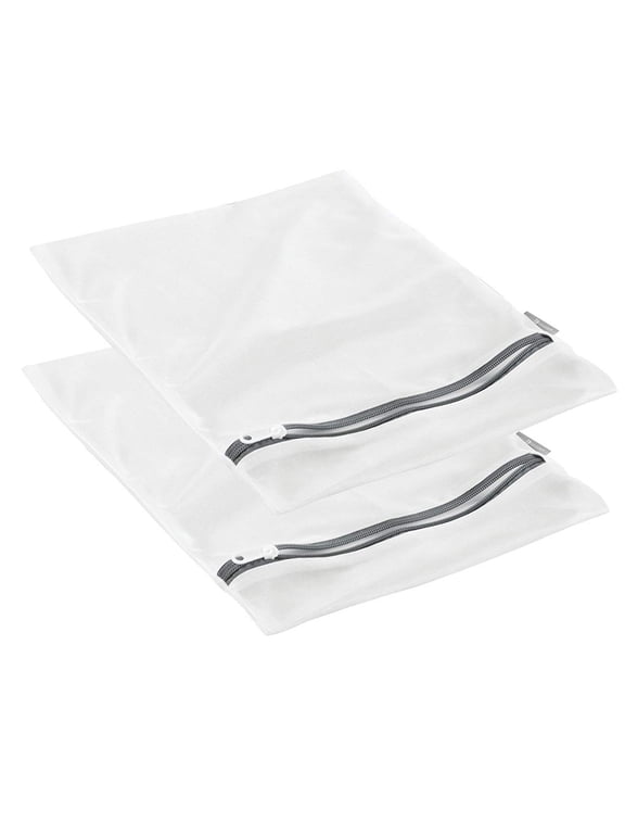 Fine Mesh Wash Laundry Bags 2 Pcs, Medium 12x15 Inch Delicates Wash Bags for Bra Lingerie Sox, Heavy Duty Zippered Garment Protection Bags, Machine Washable, Grey