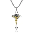 thumbnail image 1 of St. Benedict Crucifix Necklace for Men | Stainless Steel Jesus Cross Pendant | Two-Tone Religious Jewelry Gift for Catholic Men & Women, 1 of 7