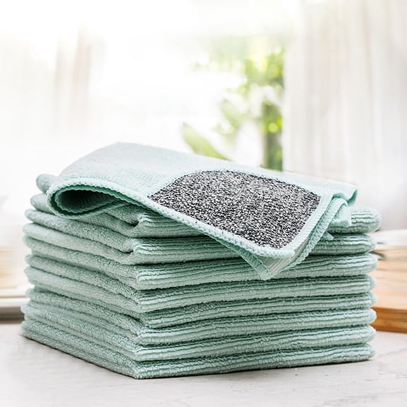 Fine Microfiber Double Sided Cleaning Cloth,High Absorbent Non Shedding Glass Towel,Multifunctional Kitchen Dishwashing Pad,Strong Stain Grease Removal Cloth,Safe Car Interior Furniture Cleaner Wipes
