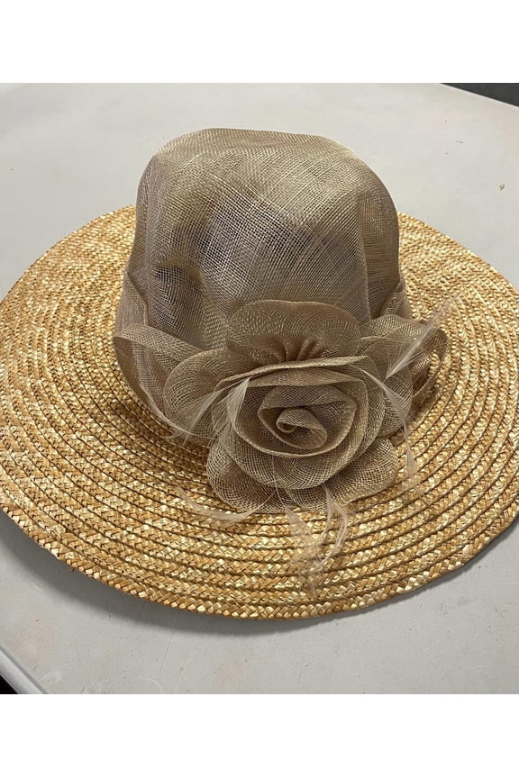 Fine Millinery by August Hat Company Sinamay Wheatstraw Hat, Beige