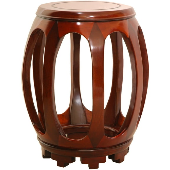 Fine Ming Design Carved Barrel Stool Stand - Honey Rosewood