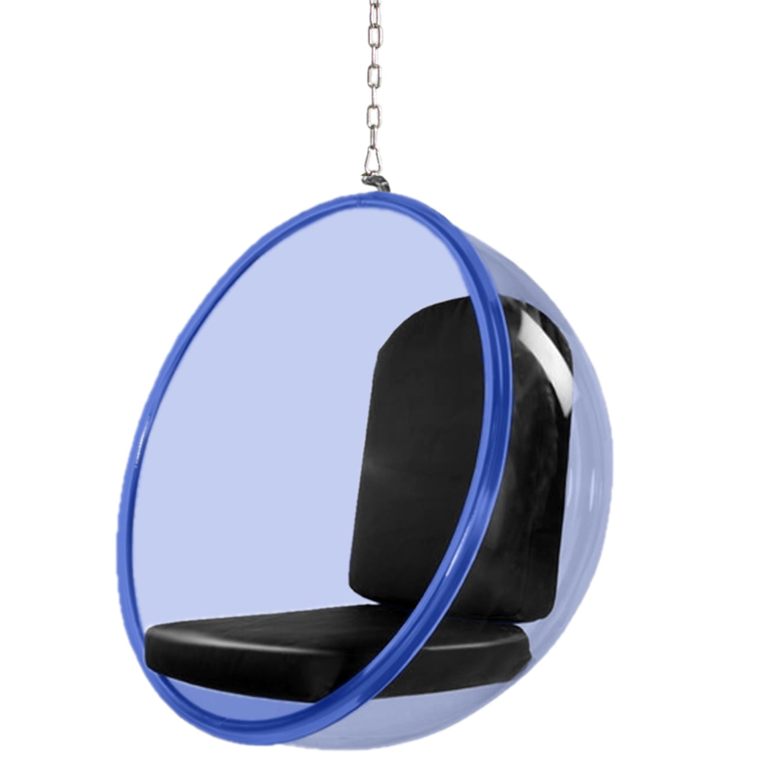 Fine Mod Imports Bubble Hanging Chair Pink Acrylic White Color Black Finish Polished Chrome Style Contemporary Modern