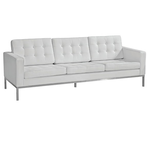 Fine Mod Imports Button Sofa in Leather in Red Leather