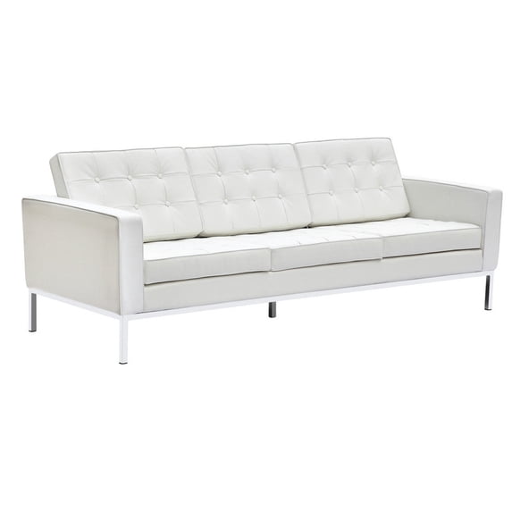 Fine Mod Imports FMI2199-white Button Sofa in Leather, White