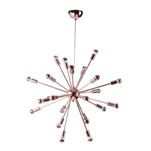 Fine Mod Imports  23" Chrome Metal Spark Hanging Chandelier - Copper