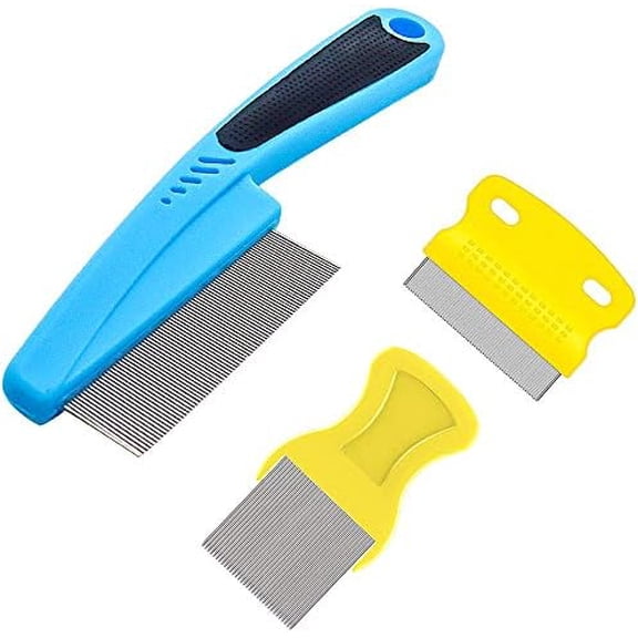 Fine  Pet Comb - 3 Pack  Stain Remover for Dogs & Cats to Remove , Ticks, Dandruff, Tangles & Knots