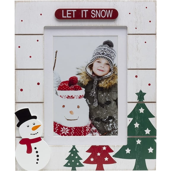 Fine Photo Gifts 4x6 or 5x7 Let It Snow Winter Wood Tabletop or Wall Mount Single Picture Frame