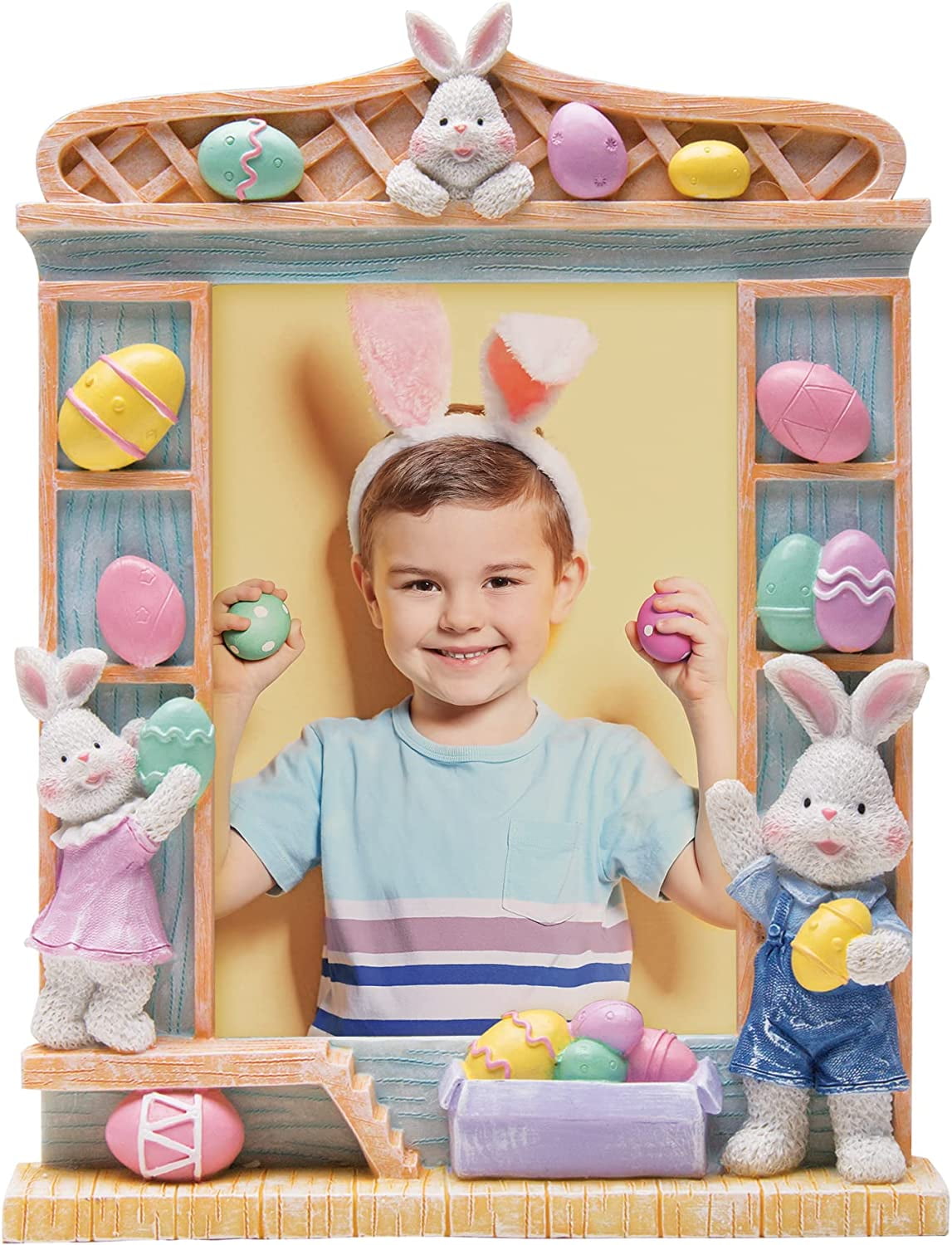 Fine Photo Gifts 5x7 Easter Bunny & Eggs Resin Picture Frame