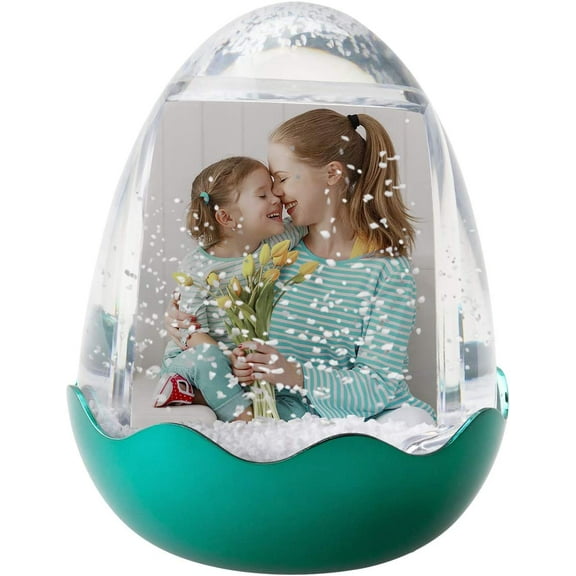 Fine Photo Gifts Easter Egg 2x3 Photo Snow Globe with Teal Base