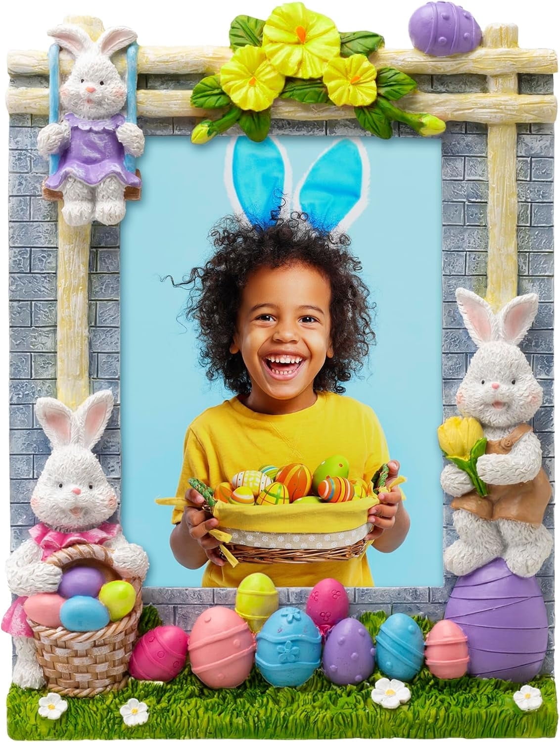 Fine Photo Gifts Easter Eggs & Bunnies 5x7 Resin Picture Frame