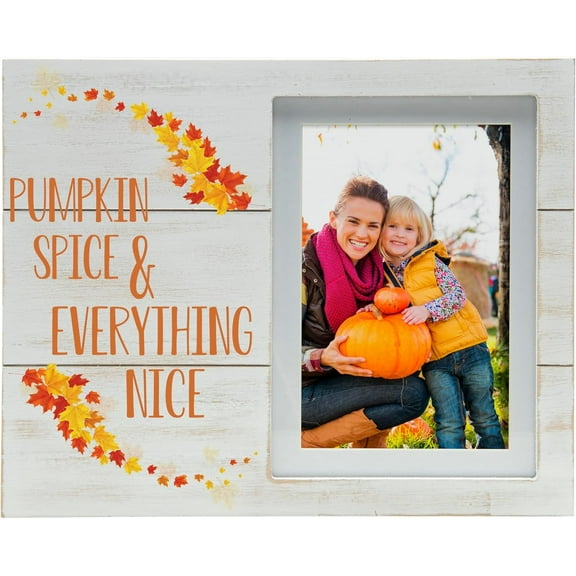 Fine Photo Gifts Pumpkin Spice and Everything Nice 4x6 or 5x7 Distressed White Wood Picture Frame