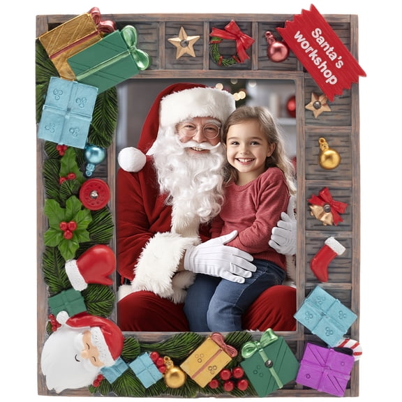 Fine Photo Gifts Santa's Workshop Light-up 5x7 Resin Tabletop Picture Frame