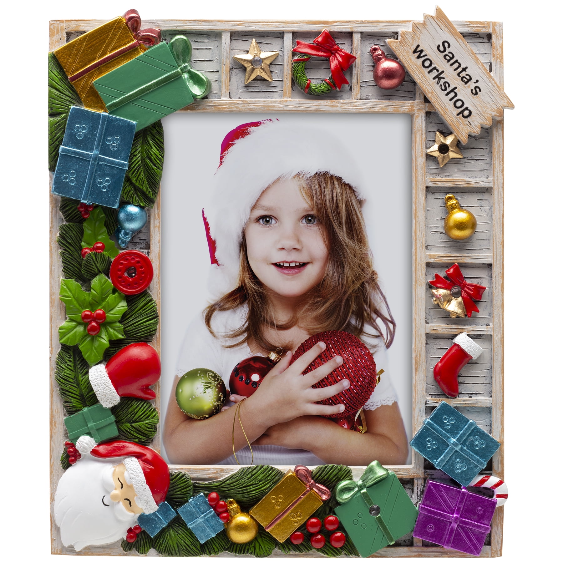 Fine Photo Gifts Santa's Workshop Light-up 5x7 Resin Tabletop Picture Frame