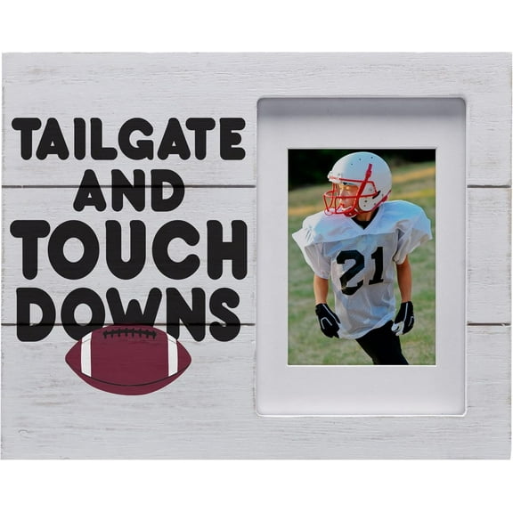 Fine Photo Gifts Tailgate and Touchdowns 3.5x5 or 2.5x3.5 Distressed Wood Picture Frame