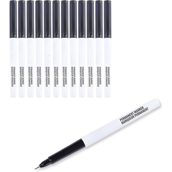 Fine Point Permanent Markers for Drawing and Writing, Quick Drying, Fade Resistant, Black, 12-Pack