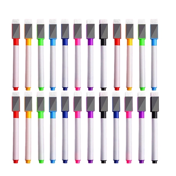 Fine Point Whiteboard Marker Pen Set With Eraser Cap Quick Dry Multicolor 24pcs