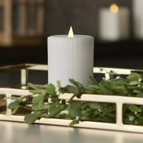 Fine Ribbed Motion Flameless Candle 3x5 White