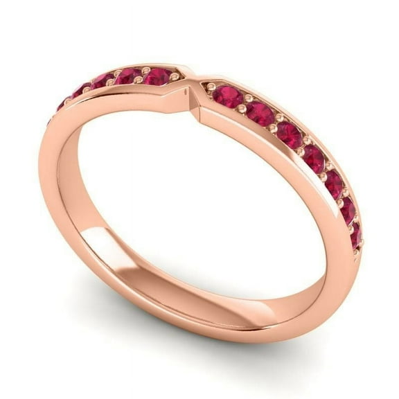 Fine Round Cut 0.20 Carat Red Ruby Gemstone Engagement Eternity Band for Women Solid 18K Rose Gold Size 7 by Diamond-Capitals