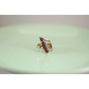 Fine Silver Adjustable Ring with Ruby Gemstones Tulip shaped Assyrian Filigree Silver Ring Gift for Her