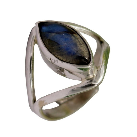 Fine Silver Labradorite Ring for Women Handmade in Jaipur