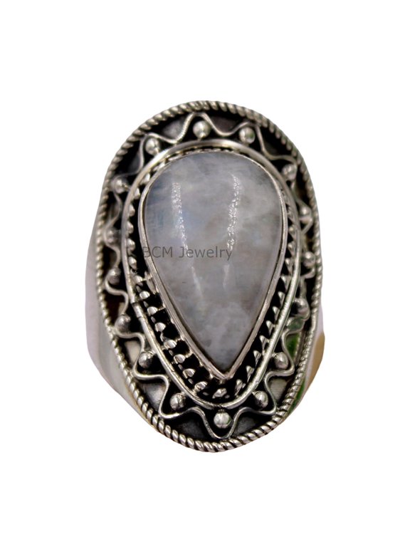 Fine Silver Moonstone Ring for Women Handmade in Jaipur