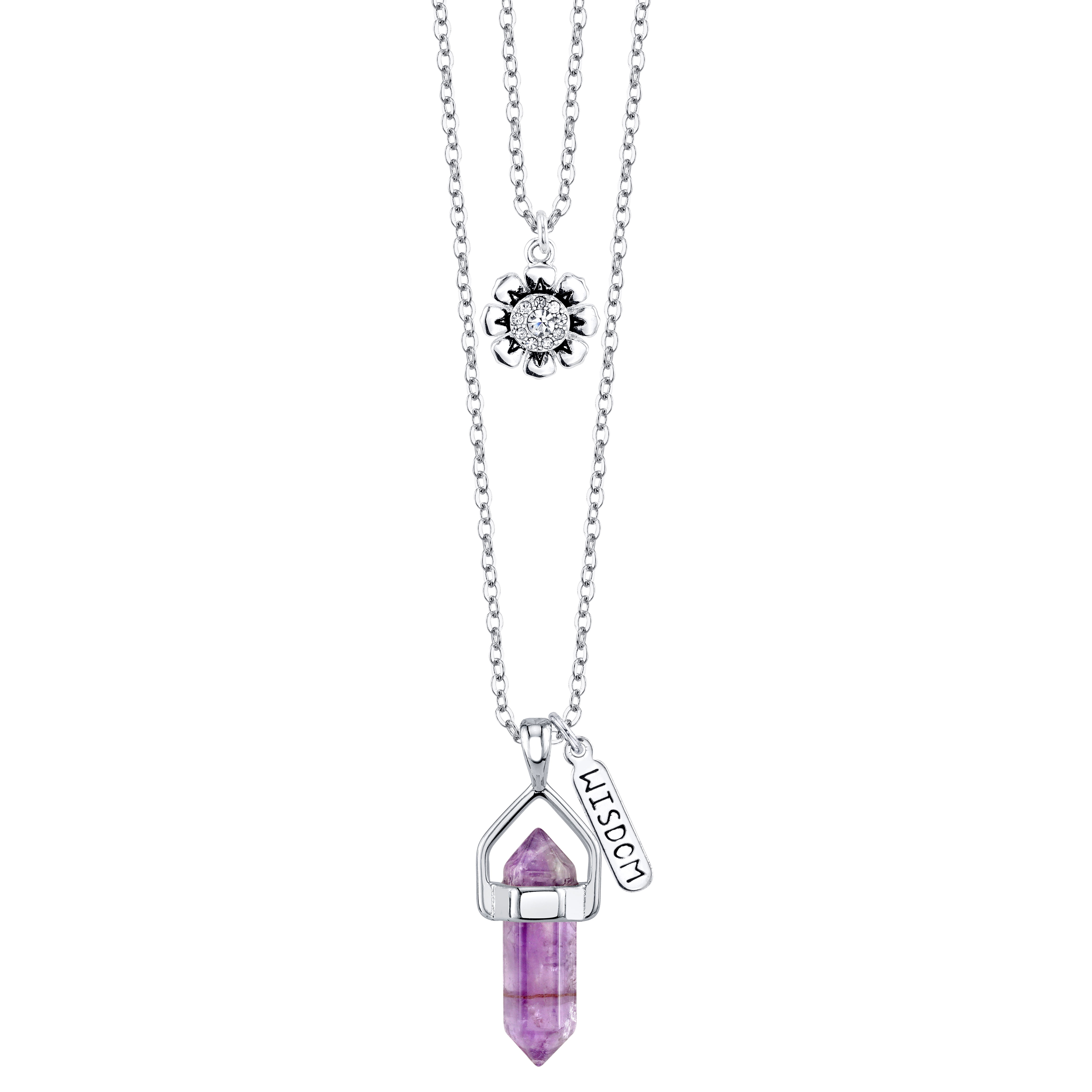 Silver Double Layered Amethyst Necklace, Jewelery, Necklaces, Rings, Lovisa