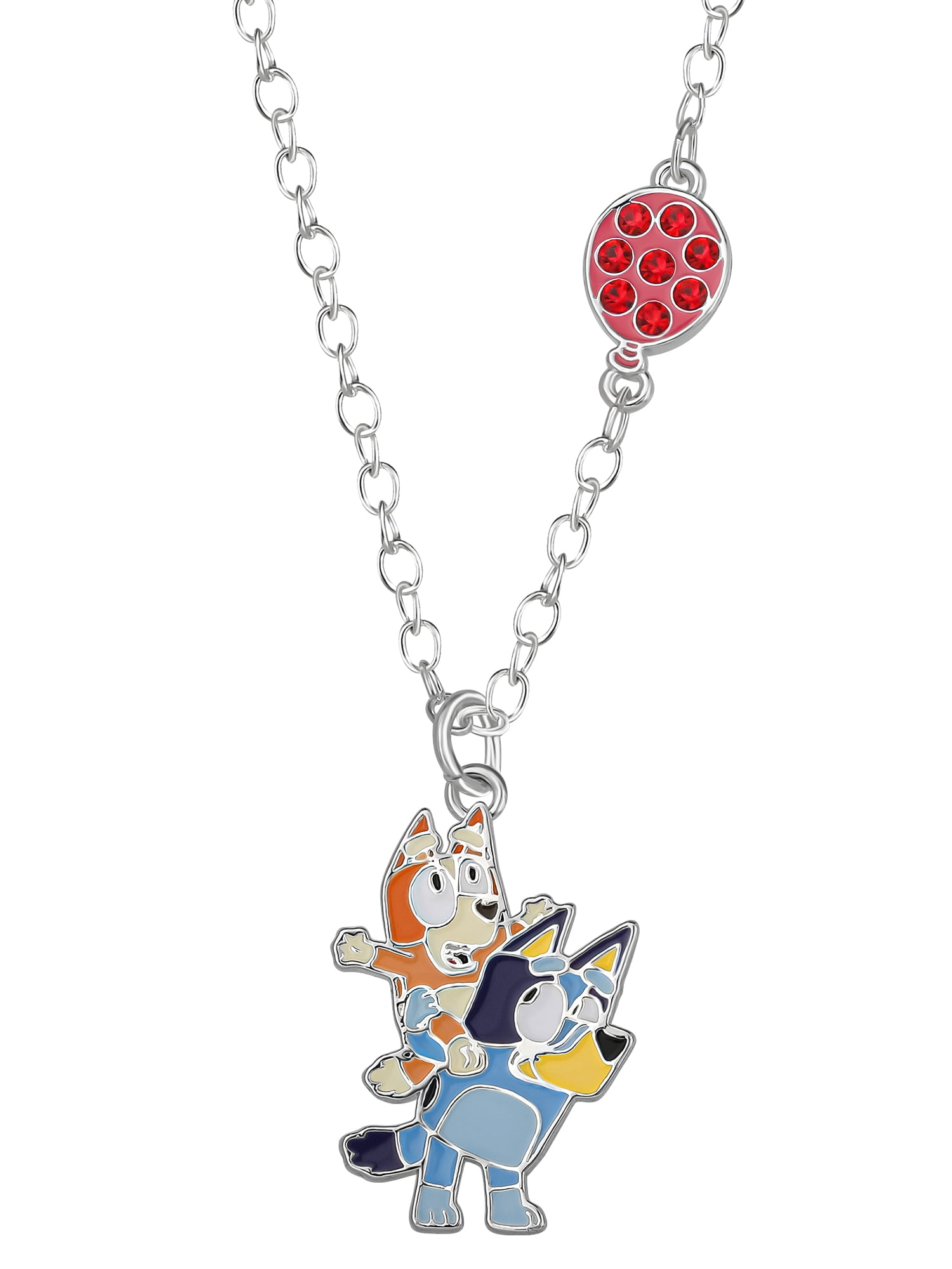 Fine Silver Plated Brass Girl's Bluey and Bingo Pendant Necklace, 18 ...