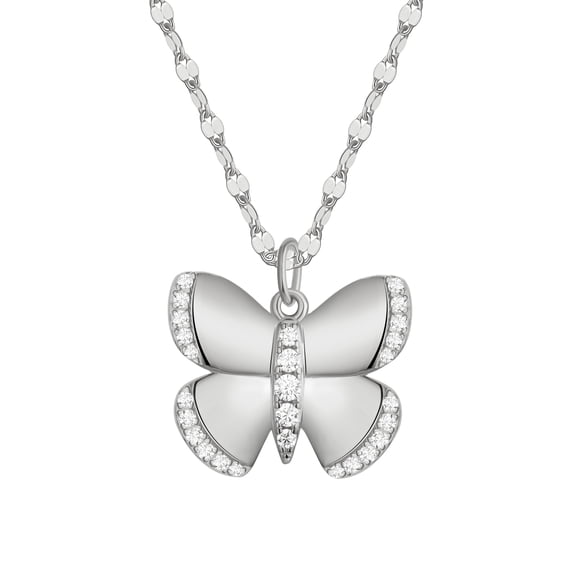 Fine Silver Plated Butterfly Necklace with Simulated Diamonds Adult