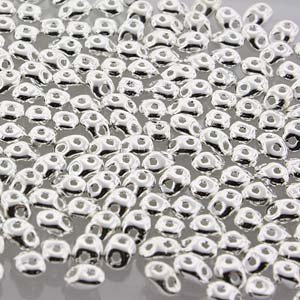 Fine Silver Plated Super Duo Beads DU05-SL-TB