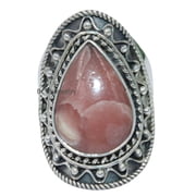 Fine Silver Rhodocrosite Ring for Women Handmade in Jaipur