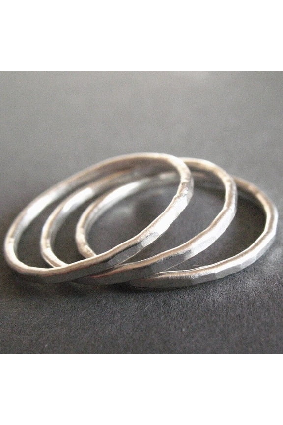 Fine Silver Stacking Rings | Eco Friendly Thin Silver Bands Minimalist Stackable Delicate Jewelry Set