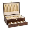 thumbnail image 1 of Fine Silverware Box , 2-Layer Wooden Silverware Chest with Drawer,Walnut, 1 of 8