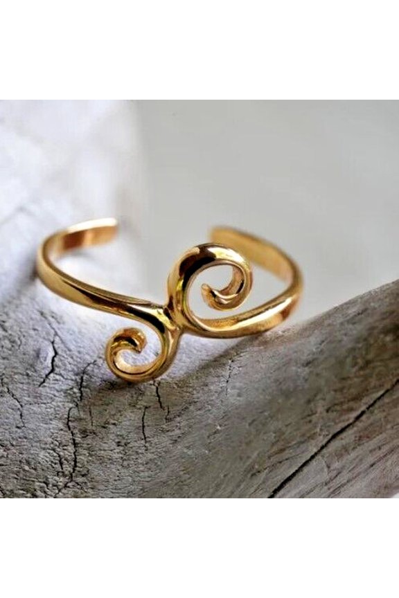 Fine Solid Metal 925 Silver WOMEN'S Curved Band Adjustable Foot Jewelry Toe Ring