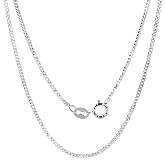 Fine Sterling Silver 1.5mm Curb Link Chain Necklace for Women Nickel Free Italy 22 inch