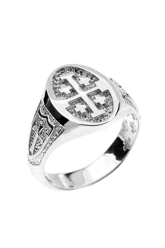 Fine Sterling Silver Jerusalem Cross Unisex Ring- Size 12