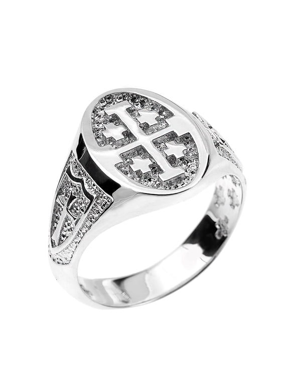 Fine Sterling Silver Jerusalem Cross Unisex Ring- Size 4