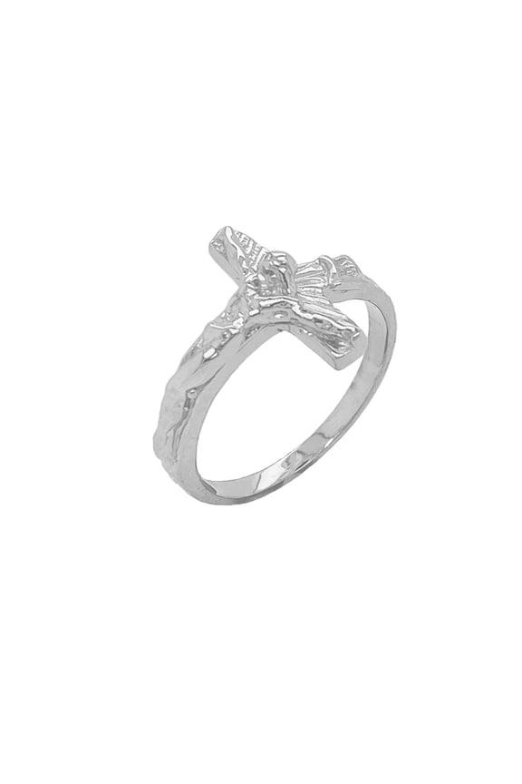 Fine Sterling Silver Jerusalem Cross Unisex Ring- Size 4