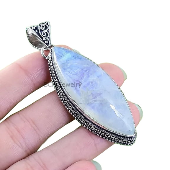 Fine Sterling Silver Pendant For Womens, June Birthstone, Bridesmaid Gift Pendant, Moonstone, Gemstone Pendant, Christmas Gift For Her
