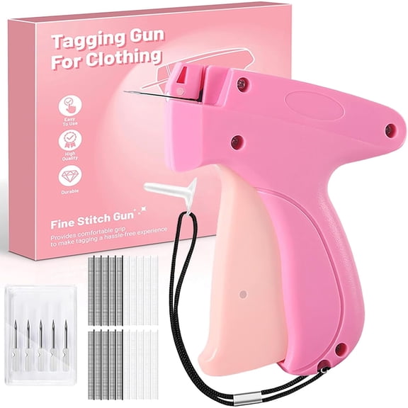 Fine Stitch Gun for Clothes, Stitchy Microstitch Gun, Quick Clothing Fixer with 5 Needles, 1000 Black & 1000 White Fasteners, Handheld Stitch Tagging Gun for Clothing, Mini Sewing Gun Kit