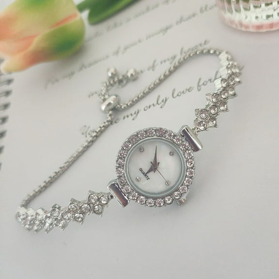 Fine Strap Full Diamond Pull-Out Student Bracelet Quartz Watch