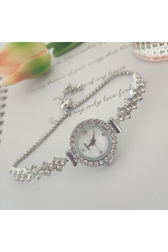 Fine Strap Full Diamond Pull-Out Student Bracelet Quartz Watch